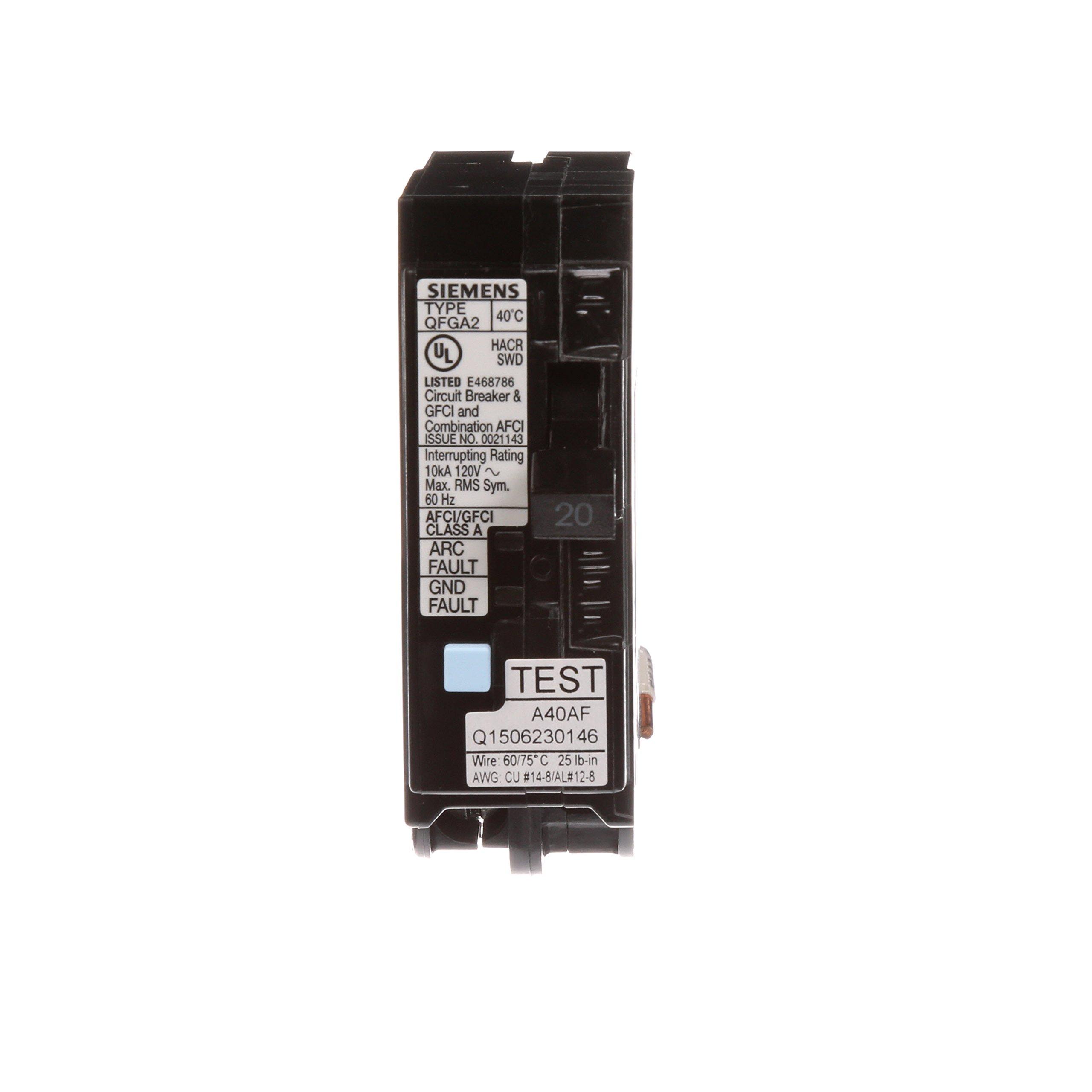 SIEMENS SIEMENS Q120DF 20-Amp Afci/Gfci Dual Function Circuit Breaker, Plug-in Load Center Style