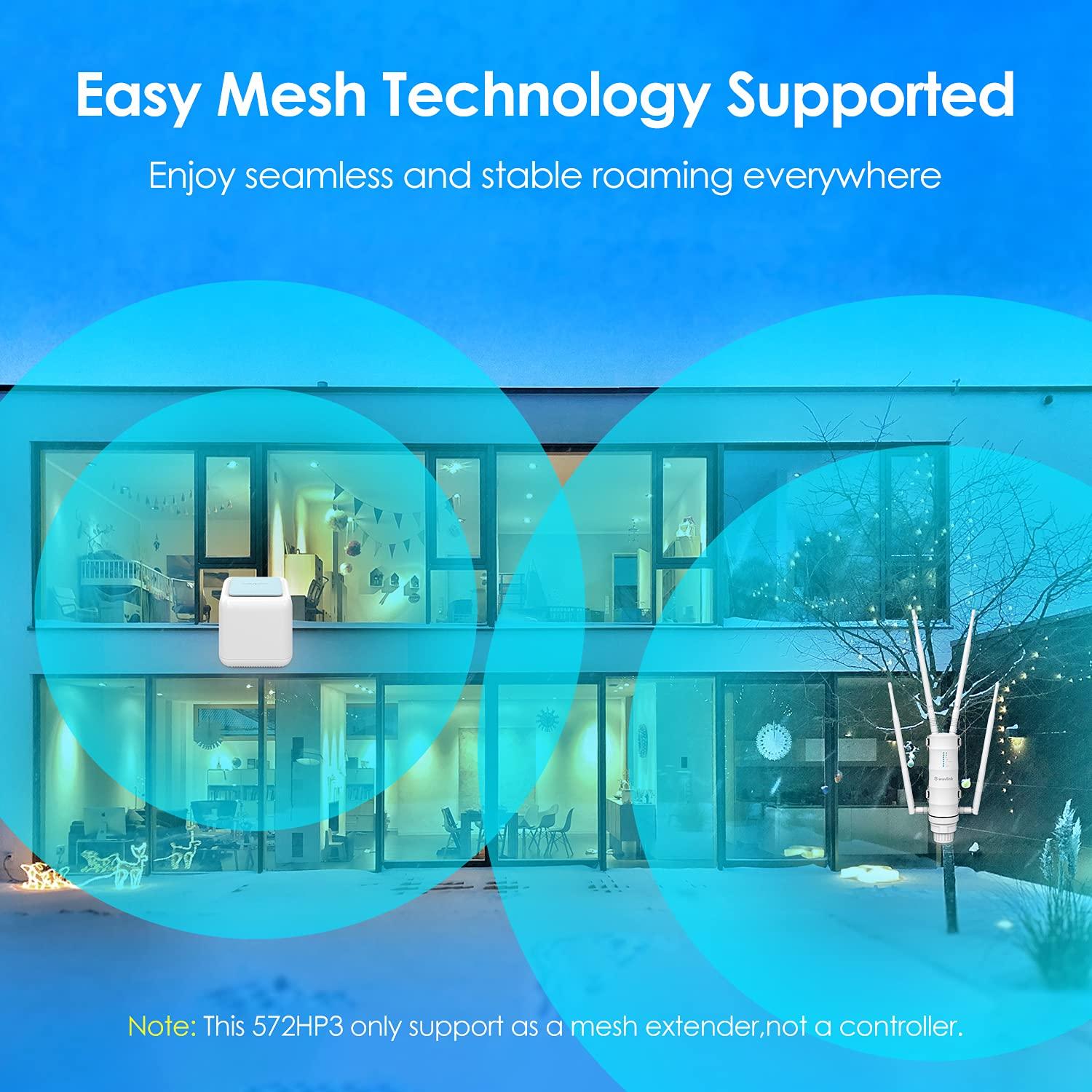 WAVLINK WAVLINK AC1200 Outdoor WiFi Range Extender, 1000ft/300m Long Range, Dual Band 2.4G/5G Weatherproof Access Point with PoE+ Gigabit Ports, Mesh Network & AP/Repeater Modes (IP65 Certified)