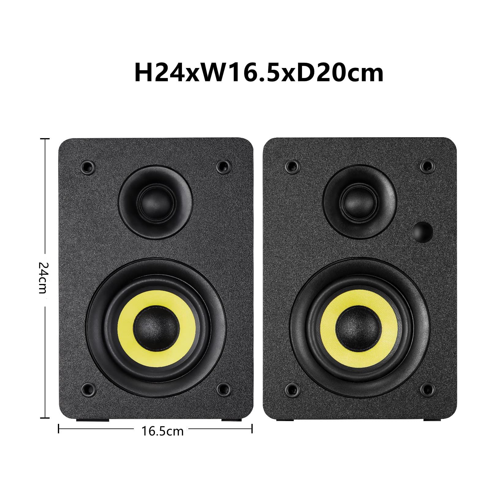 Sanyun Sanyun SW206 80W Active Dual-Mode Bookshelf Speakers, 4inch Studio Monitor and HiFi Mode, Optical Coaxial TRS Aux Bluetooth 5.0 USB with 24bit DAC, for Home Music System Turntable TV PC Desktop, Black