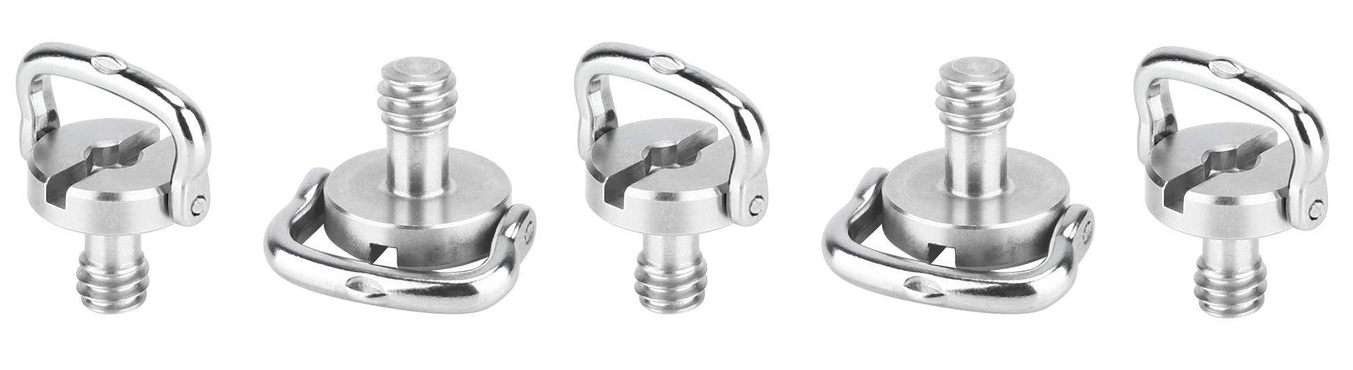 LEOFOTO 5 Pack Leofoto Torque Master 1/4\" D Ring Comfort Wide Handle SS Screw for Tripod QR Plate Stainless Steel