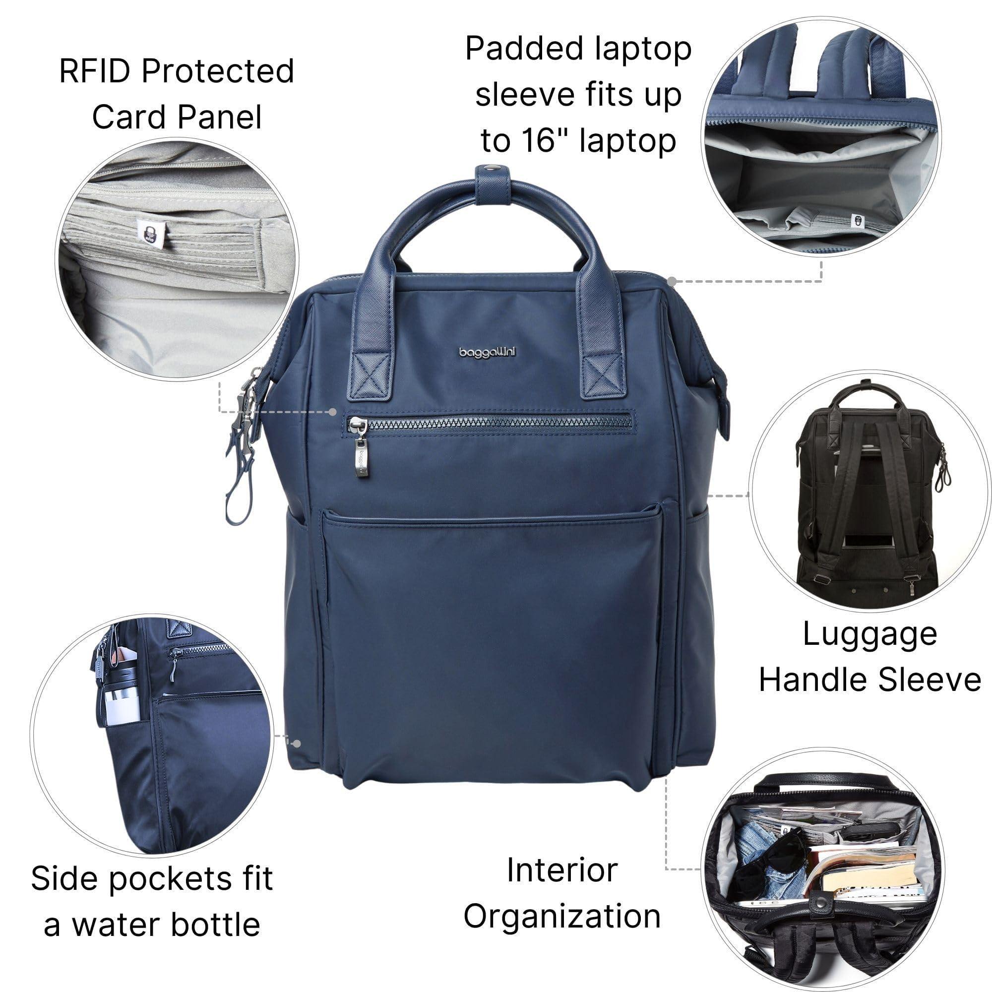 Baggallini Baggallini Soho Backpack - Travel Laptop Backpack for Women - Lightweight Water-Resistant Luggage Bag, French Navy