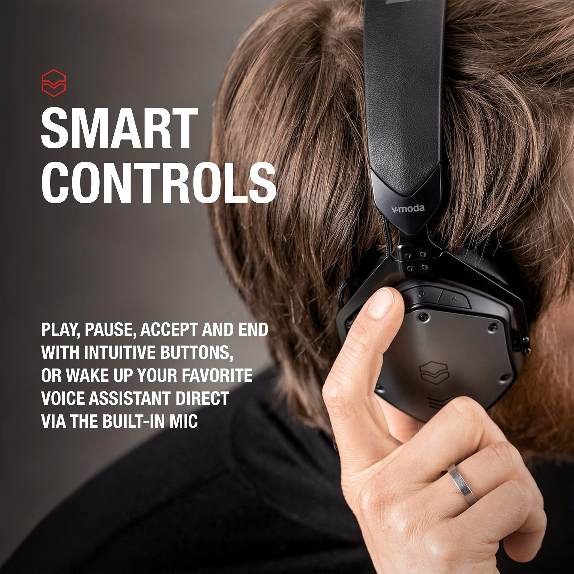 V-MODA V-MODA M-200 ANC Noise Cancelling Wireless Bluetooth Over-Ear Headphones with Mic for Phone-Call, Matte Black (Renewed)