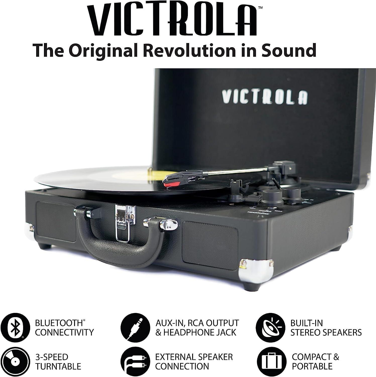 Victrola Victrola Vintage 3-Speed Bluetooth Portable Suitcase Record Player with Built-in Speakers | Upgraded Turntable Audio Sound|Marsala, Model Number: VSC-550BT-ML