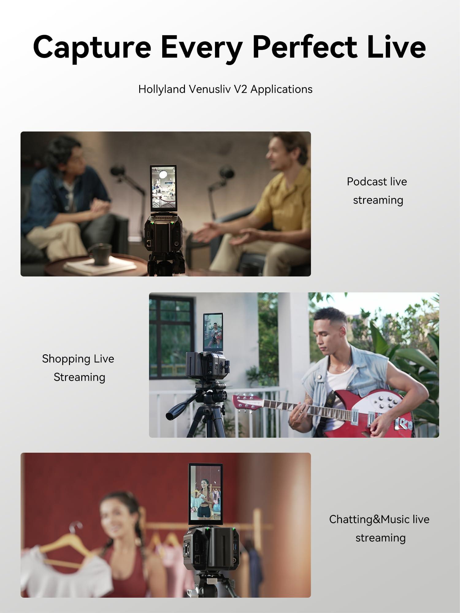 HollyView Hollyland VenusLiv V2 Wireless Live Streaming Camera, 4K30p/RTMP/USB-C/HDMI Video Output, Stream LAN/Wi-Fi, for Built-in Installed Tiktok/YouTube/Facebook/Twitch/Online Course Teaching Live Streaming