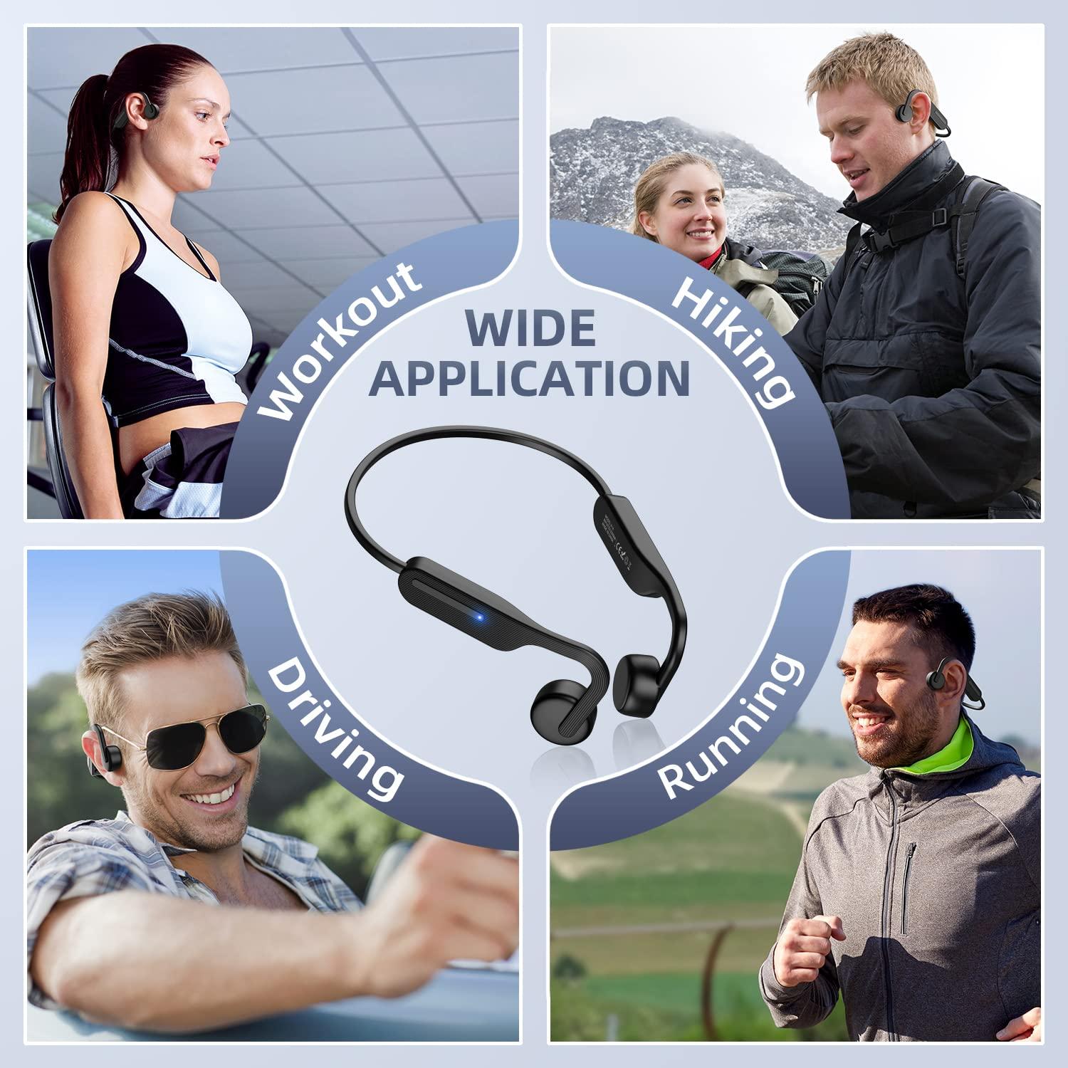 PURERINA PURERINA Bone Conduction Headphones Open Ear Headphones Bluetooth 5.0 Sports Wireless Earphones with Built-in Mic, Sweat Resistant Headset for Running, Cycling, Hiking, Driving, Black