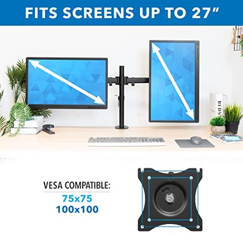 Mount-It! Mount-It! Dual Monitor Mount | Double Monitor Desk Stand Arm | Two Articulating Arms Fit 2 Screens 17 19 20 21 22 24 27 Inch Computer | VESA 75 100 Compatible Displays | C-Clamp Base