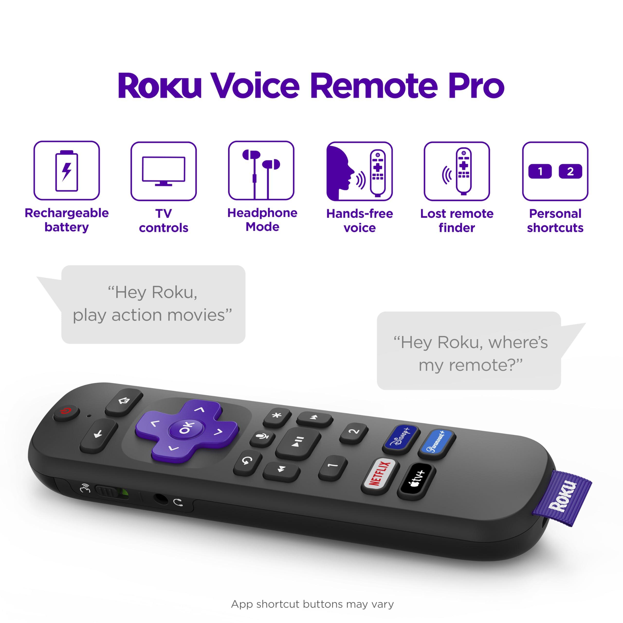 Roku Roku Ultra | The Ultimate Streaming Device 4K/HDR/Dolby Vision/Atmos, Rechargeable Roku Voice Remote Pro, Ethernet Port, Hands-Free Controls, Lost Remote Finder, Free & Live TV
