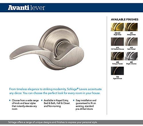 SCHLAGE SCHLAGE Avanti Left Handed Lever Non-Turning Lock, Aged Bronze (F170 AVA 716 LH)