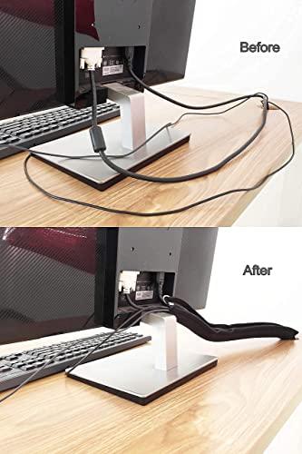 JOTO JOTO [4 Pack] 19-20 Inch Black Flexible Cable Management Sleeve Bundle with [2 Pack] 130" Cuttable Cable Management Sleeve