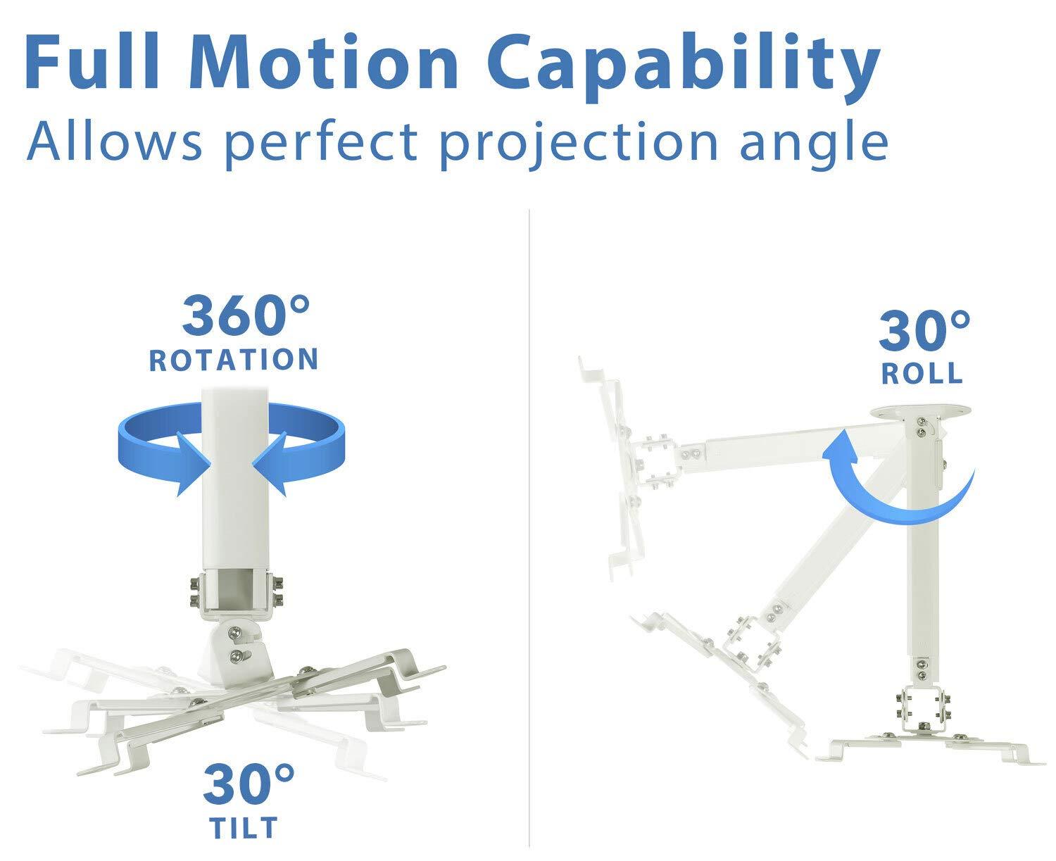 Mount-It! Mount-It! Ceiling Projector Mount | Full Motion and Height Adjustable from 14.5 - 21.5 Inches | Universal Bracket Fits Epson, Optoma, Benq, and Viewsonic Projectors | 30 Lbs Capacity (Medium)