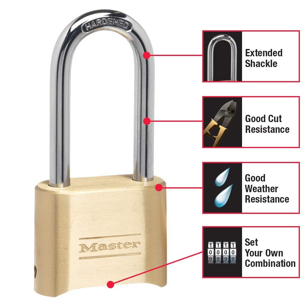 Master Lock Master Lock 175LH 2\' Wide Set Your Own Combination Padlock, with 2-1/4 in. Shackle, Brass Finish