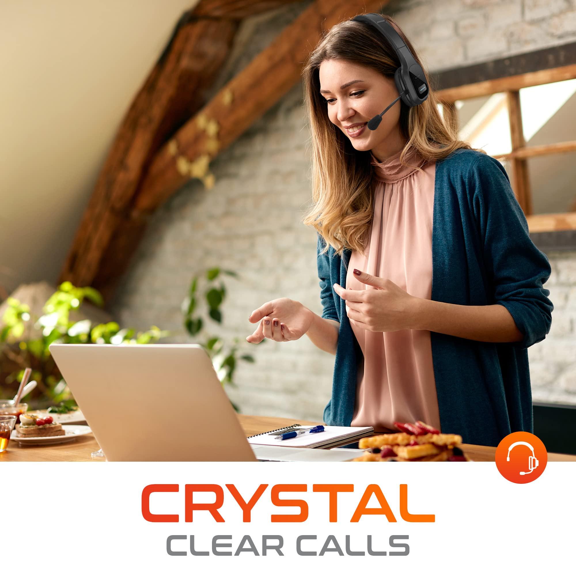 Delton Delton Professional Wireless Computer Headset with Mic | On Ear Bluetooth 5.0 Wireless Headset, 30 Hour All Day Talk Time for Truck Drivers, Home Office, Call Centers (Headset Only, 2-Pack)