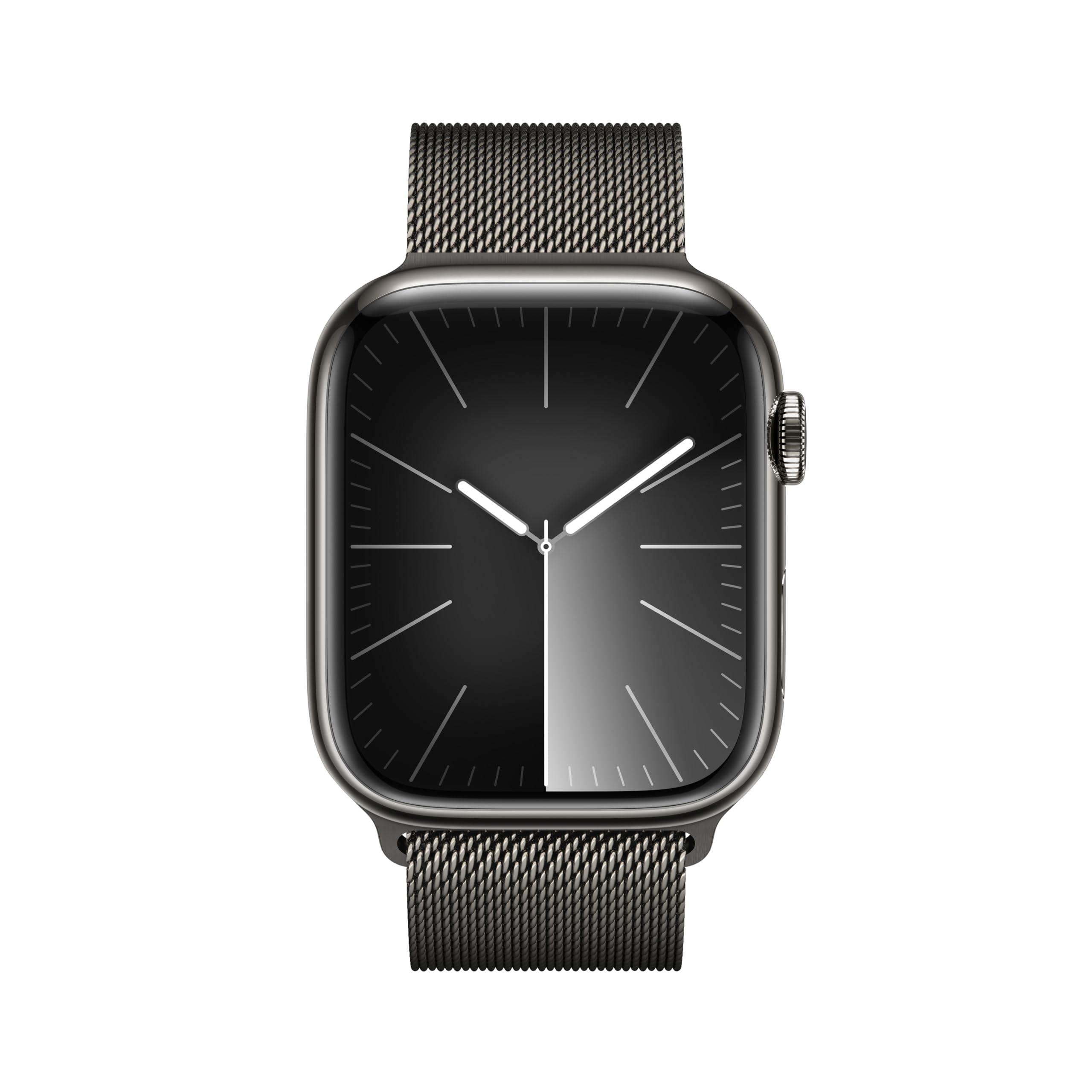 Apple Apple Watch Series 9 [GPS + Cellular 45mm] Smartwatch with Graphite Stainless Steel Case with Graphite Milanese Loop. Fitness Tracker, ECG Apps, Always-On Retina Display
