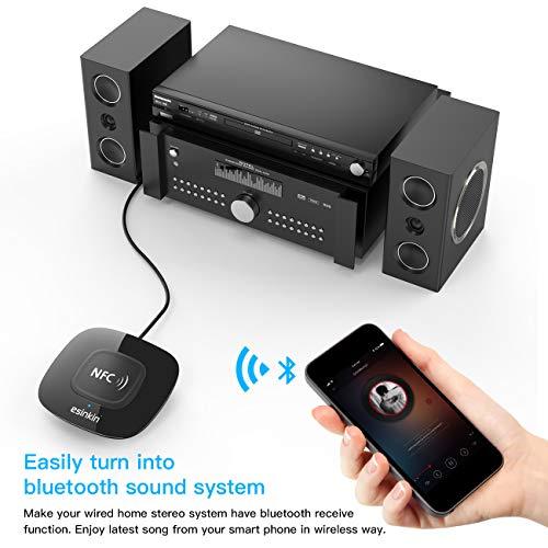 esinkin esinkin Bluetooth Receiver Wireless, NFC-Enabled Audio Adapter 4.0 for HD Home Stereo Music Streaming Sound System for 3.5mm (AUX and RCA)