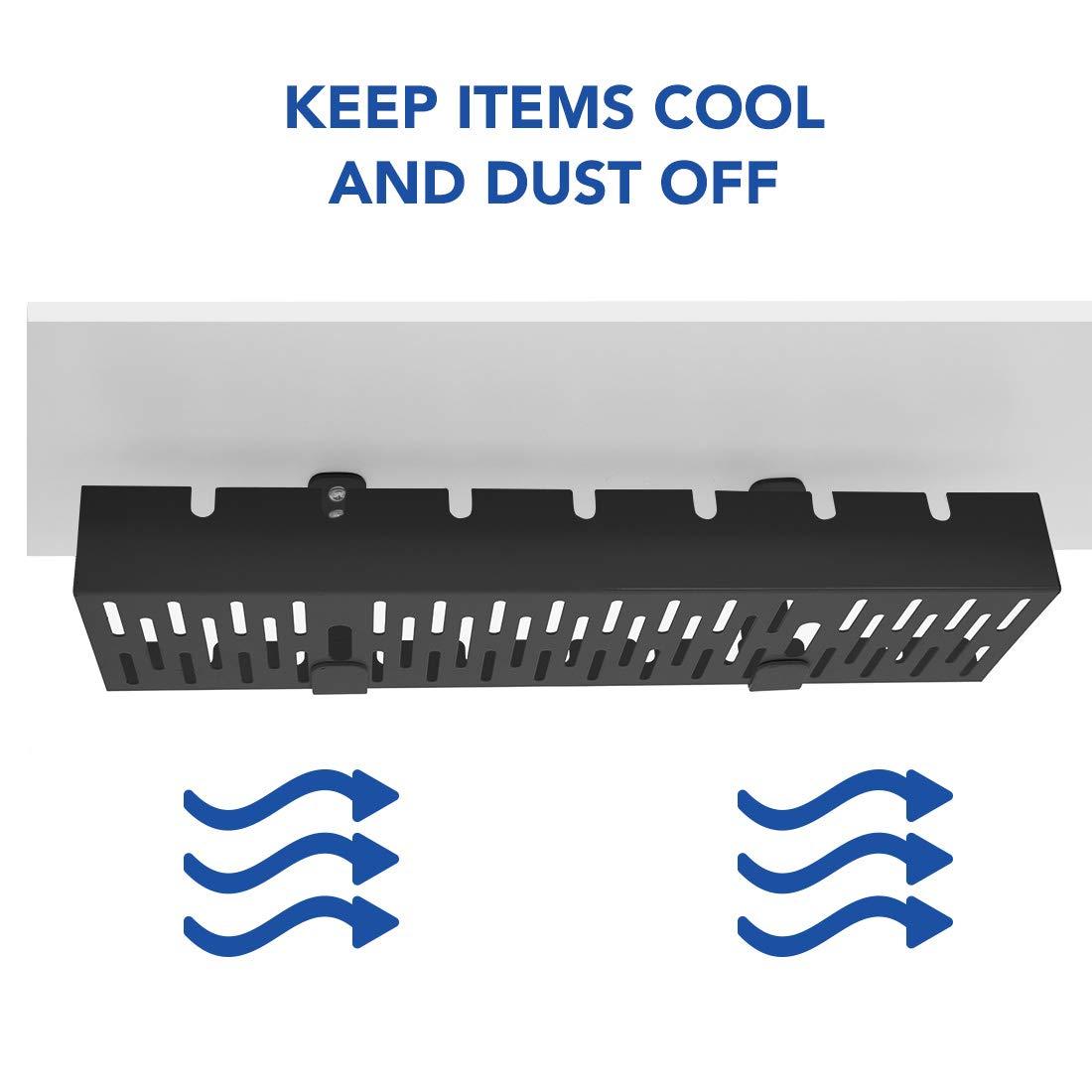 FLEXISPOT FLEXISPOT Under Desk Cable Management Tray, Metal Raceway Wires Cable Tidy Organizer, Office and Home Cable Tray Use for Standing Desk (Black)