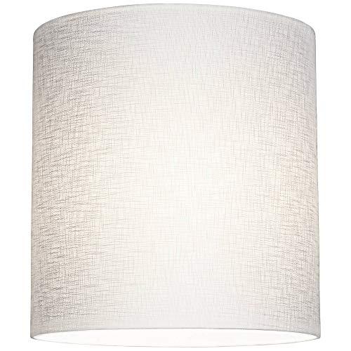Brentwood Collection White Tall Linen Medium Drum Lamp Shade 14\" Top x 14\" Bottom x 15\" High (Spider) Fully Assembled Replacement with Harp and Finial for Table Lamps - Springcrest