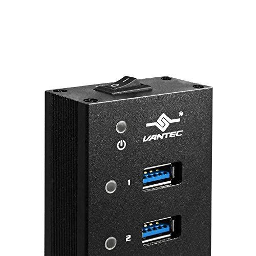 Vantec Vantec 7-Port USB 3.0 Hub, Aluminum, Full Powered, Mountable, with All Ports Data & Charging Up to 1.5A, BC 1.2, Premium 12V/3A, 36W Power Adapter (UGT-AH710U3-BK),Black