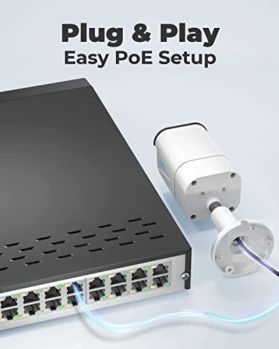 REOLINK REOLINK 4K Security Camera System, RLK16-800B8 8pcs H.265 PoE Wired with Person Vehicle Detection, 8MP/4K 16CH NVR with 4TB HDD for 24-7 Recording