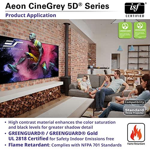 Elite Screens Elite Screens Aeon CineGrey 5D, 115 inch Diagonal 16:9, Edge Free Ceiling Light Rejecting and Ambient Light Rejecting Fixed Frame Projection Projector Screen for Movie Home Theater, AR115DHD5
