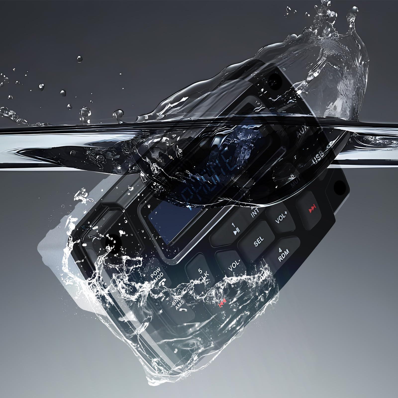 Geloo Geloo Marine Radio Receiver Waterproof Boat Stereo Radio System with AUX-in Subwoofer Pre-Amp EQ, AM/FM Radio Receiver Digital Media MP3 Player USB Input for Motorcycle Boat Golf Cart Truck