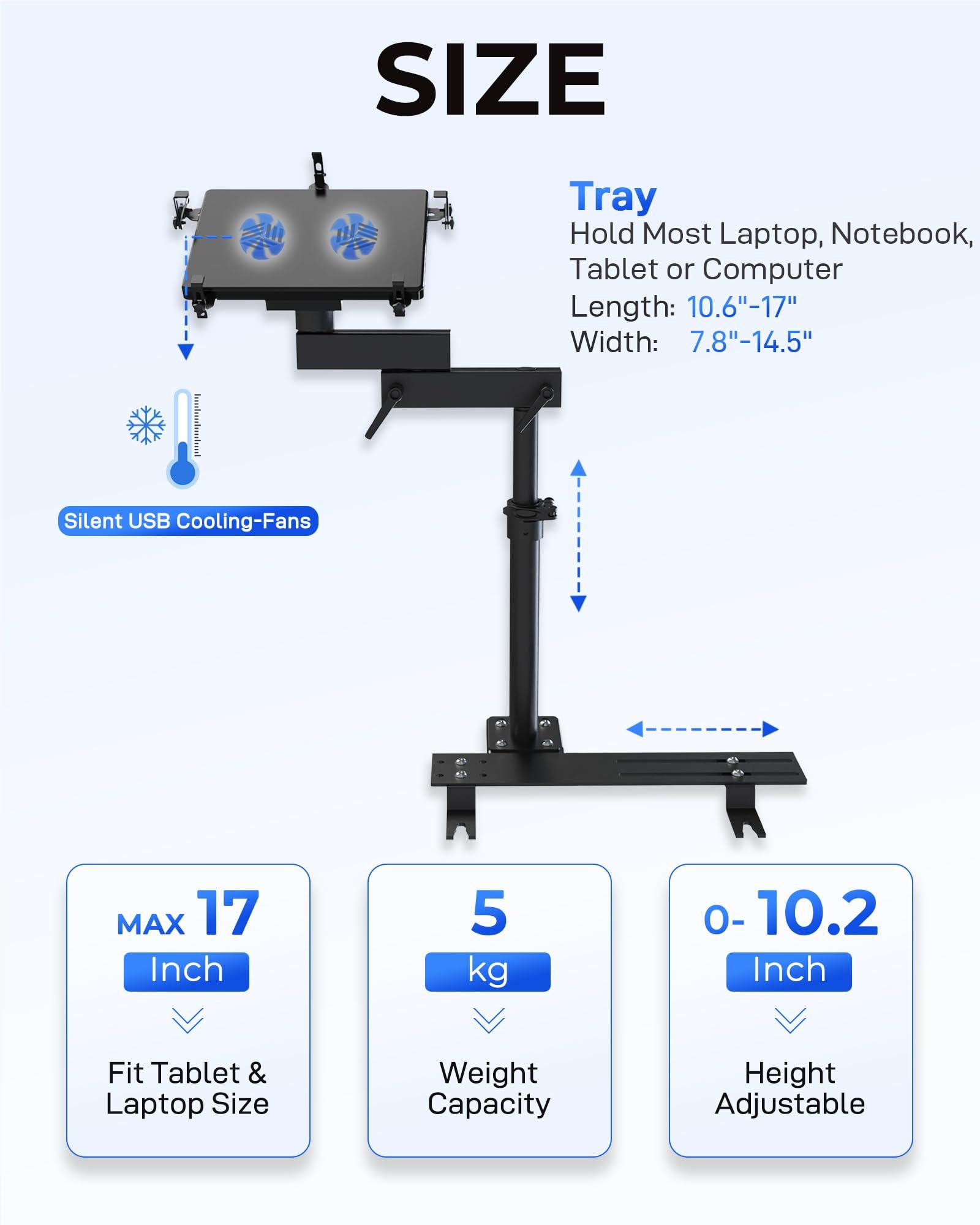 SPIRRELAB SPIRRELAB Car Laptop Mount for Vehicle, Trucks, Vans, Adjustable Aluminum No-Drill Laptop Car Holder