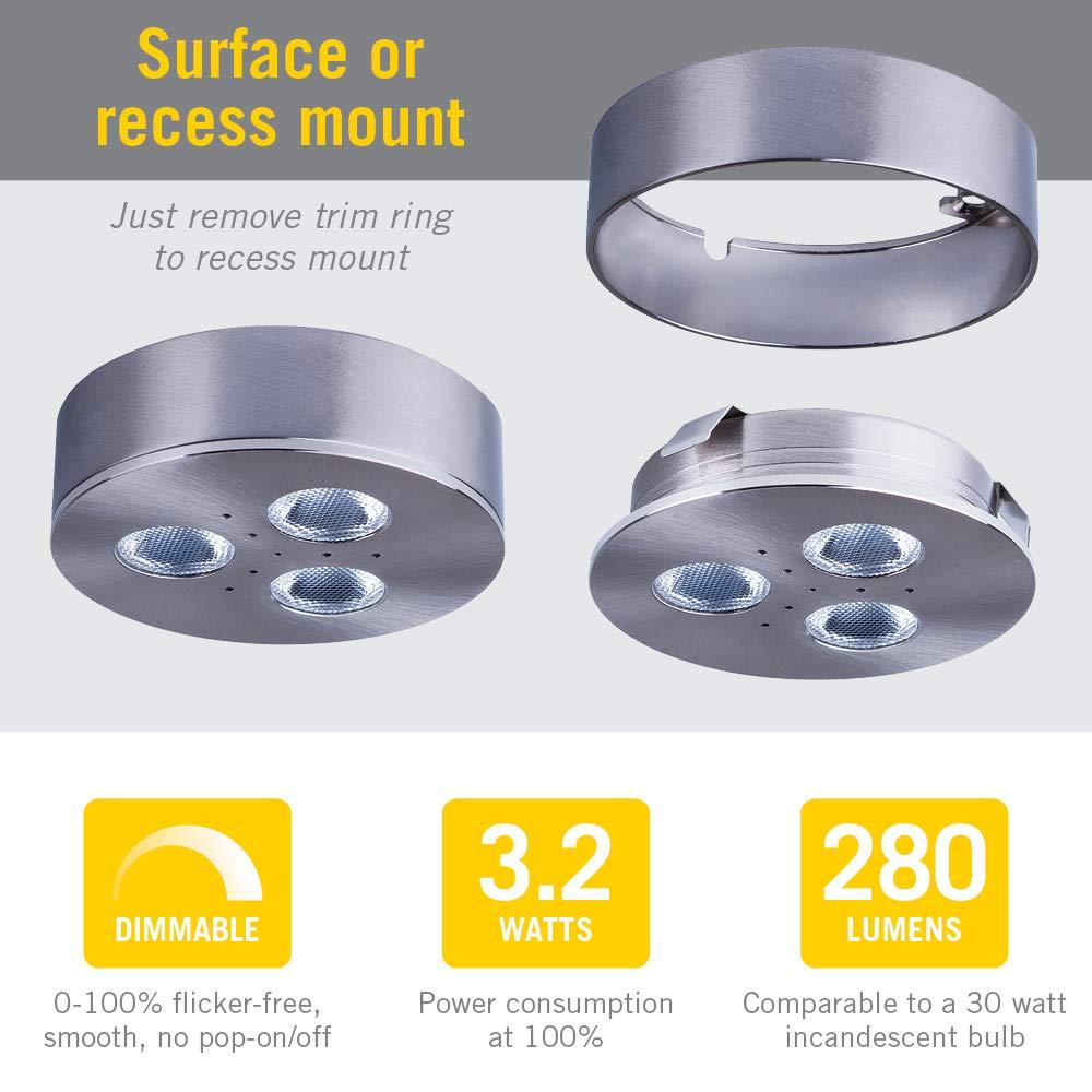 Armacost Lighting Armacost Lighting TriVue Under Cabinet LED Puck Light Recessed Downlight, 2700K, Matte Black, 213313