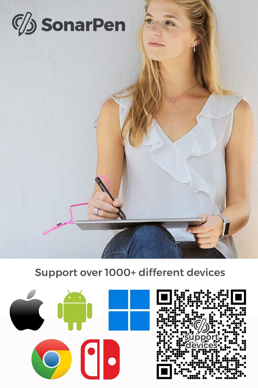 SonarPen SonarPen - Pressure Sensitive Smart Stylus Pen Bundle w Replacement Nibset Optimized for iOS Pocket Carrier. Compatible with Apple iPad/iPhone/Android/Switch/Chromebook Neon-Green