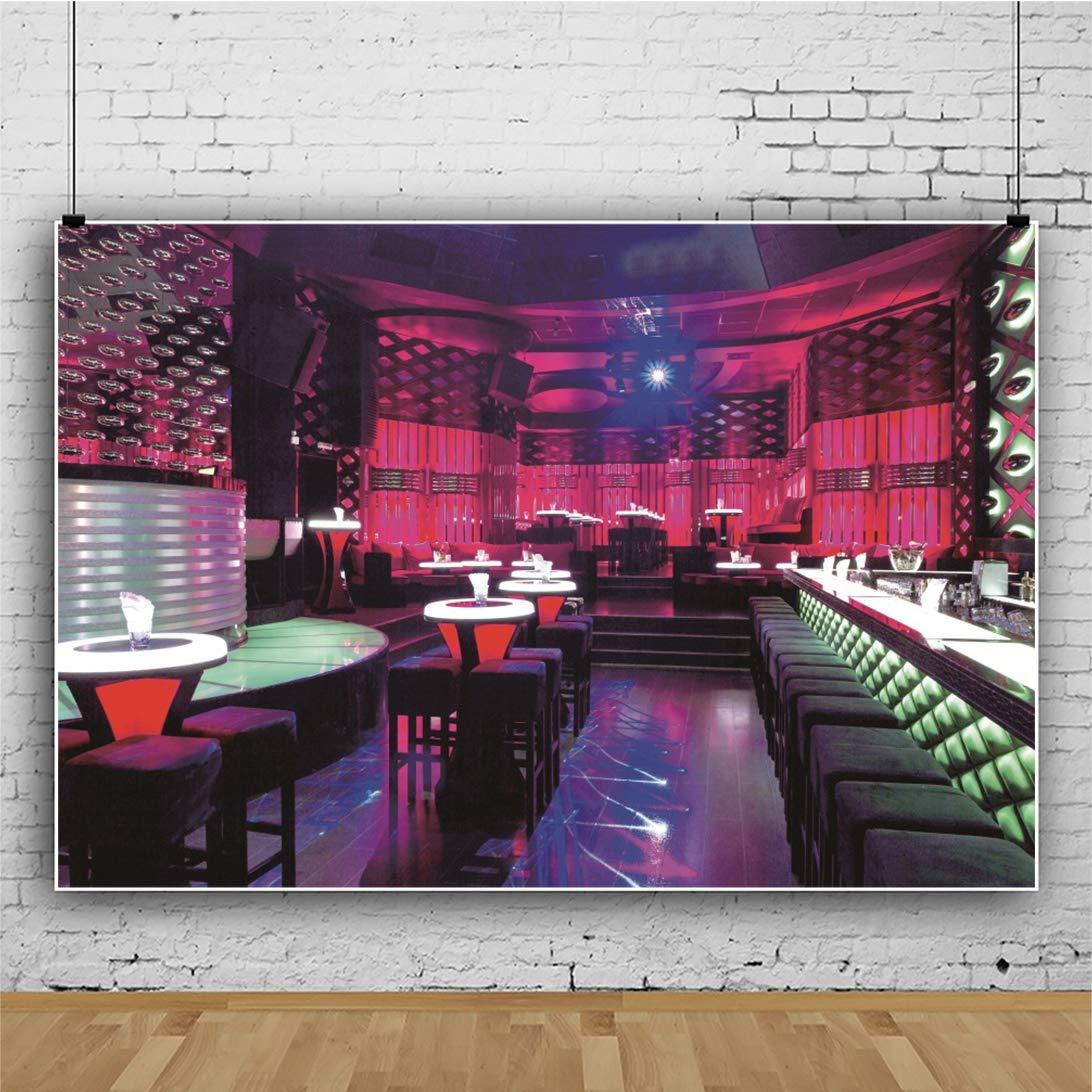 CSFOTO CSFOTO 15x10ft Empty Night Club Backdrop Discos Backdrop for Parties Bar Dance Ballroom Background Stripper Pole Background Nightclub Party Backdrop Fashion Show Party Photo Background