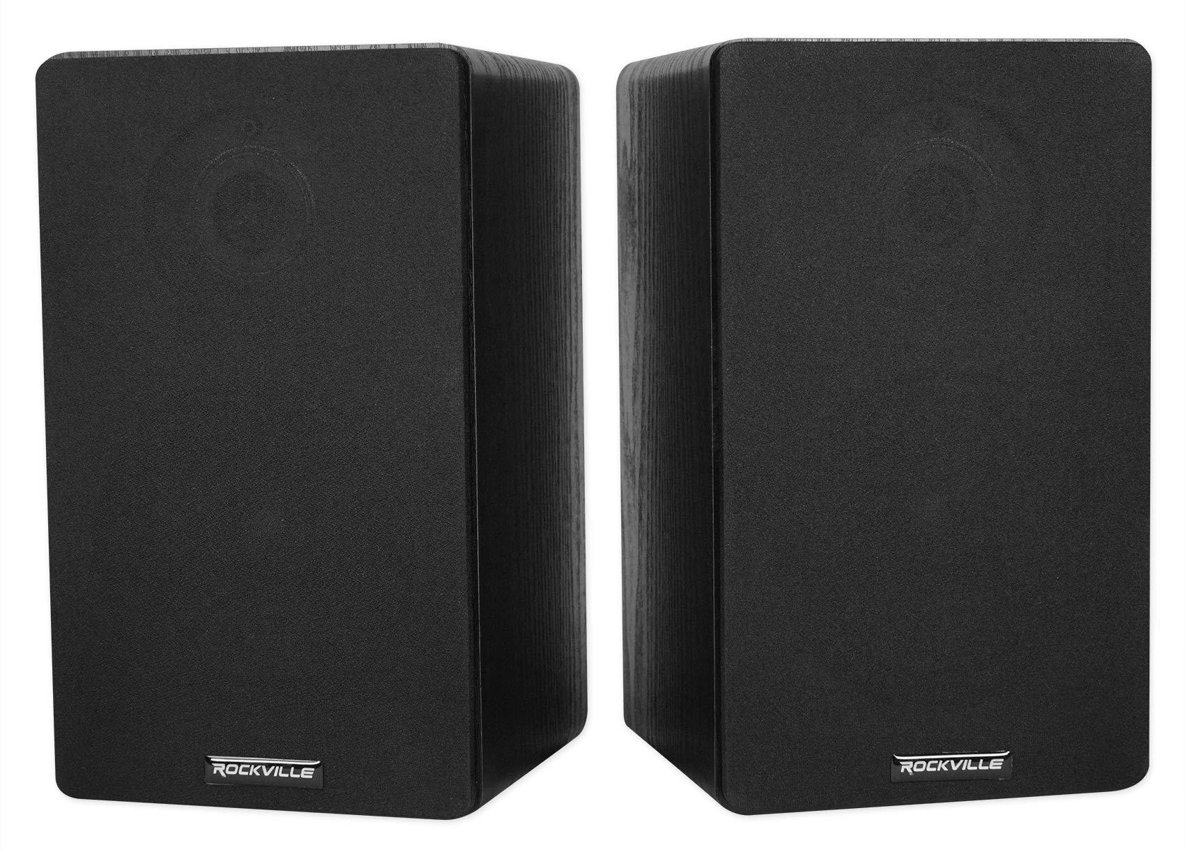 Rockville Rockville Pair RockShelf 58B Black 5.25" Home Bookshelf Speakers + 36" Stands