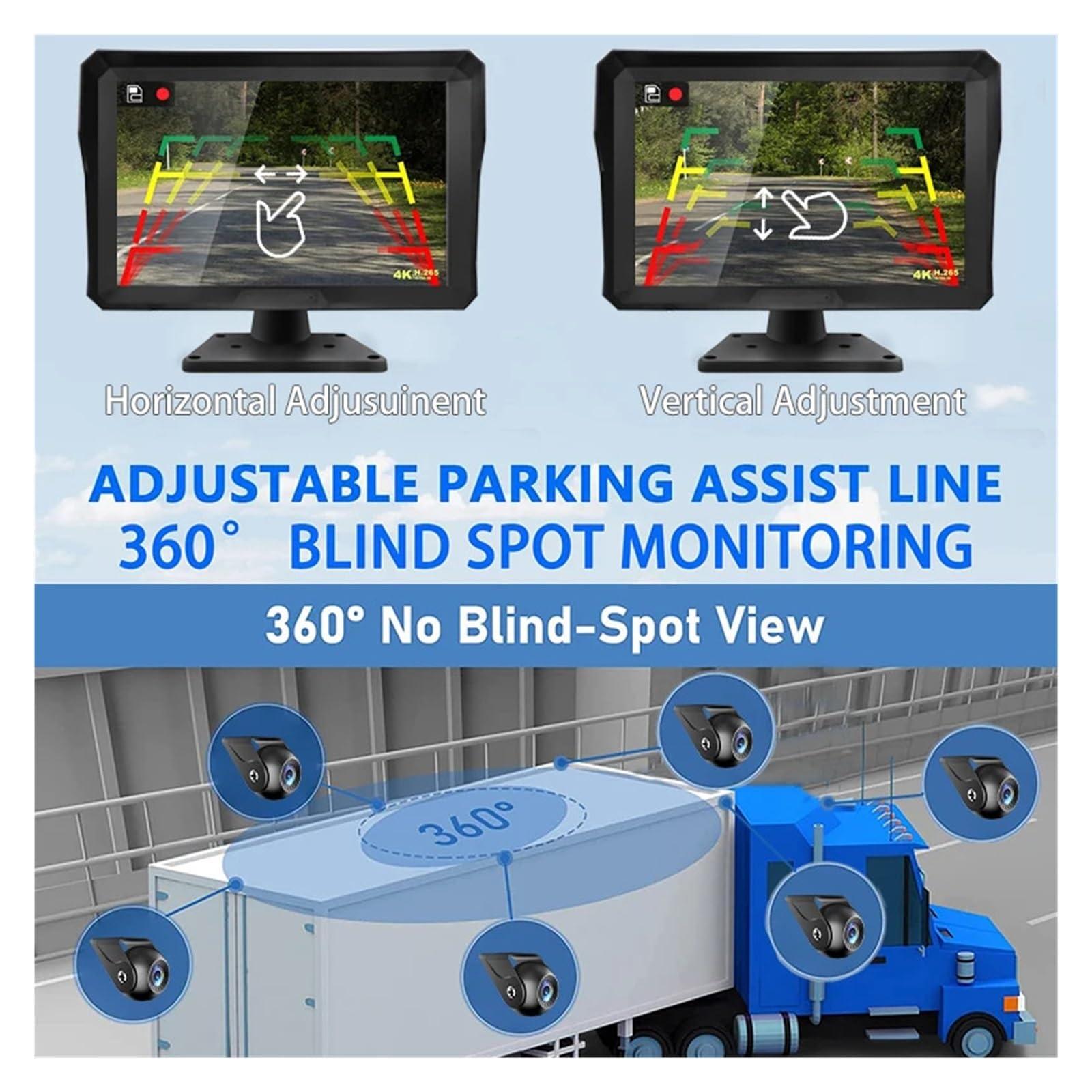 ZYKHPSYA ZYKHPSYA 10.1 inch 6 Channel Vehicle Camera Monitor System Touch Screen 1080P AHD Backup Cams Reversing Parking DVR Compatible for Truck/Bus/RV (Color : Camera Monitor Kit, Size : 32G), laiyong1987