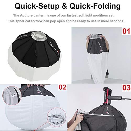 Aputure Aputure Lantern Softbox Soft Light Modifier,26inch, Quick-Setup Quick-Folding Aputure Space Light Upgraded for Aputure 300D Mark II 120D 120T 120D Mark II 300X and Other Bowens Mount Light