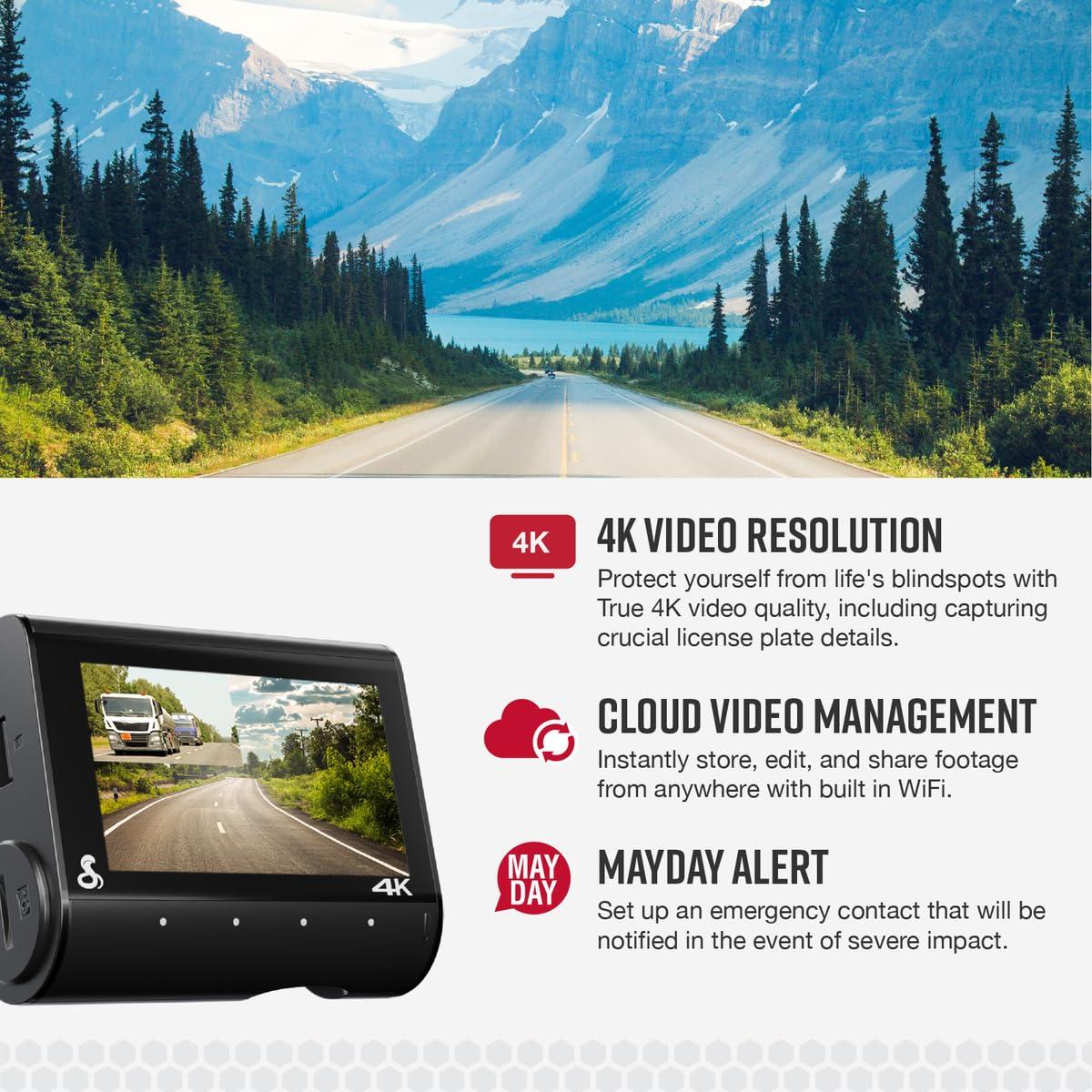 Cobra Cobra Smart Dual View Front and Rear Dash Cam (SC 250R) True 4K Resolution, 360 Alerts, Parking Live View, Incident Reports, Emergency MayDay, 32 GB SD Card Included, CarPlay & Android Auto