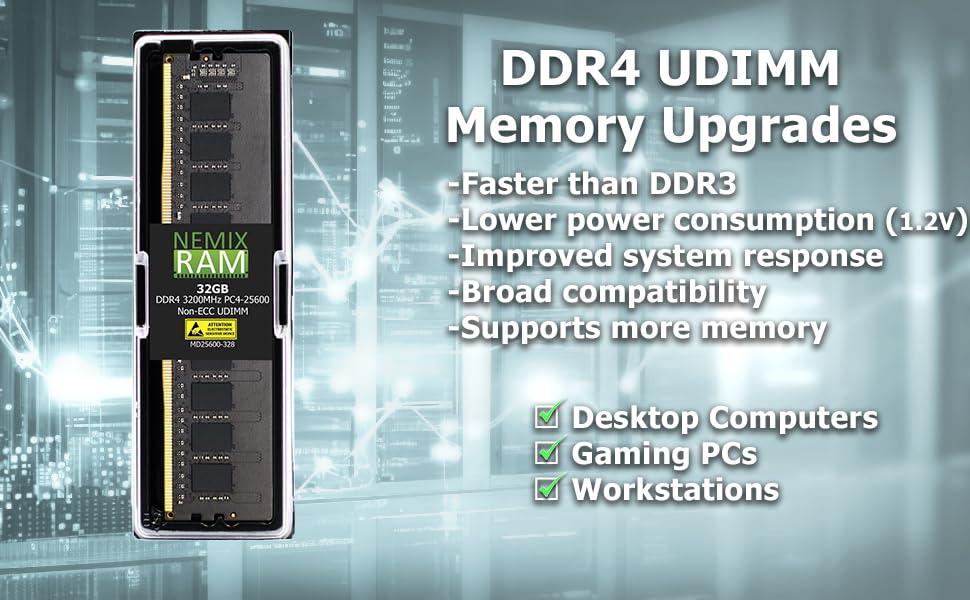 NEMIX RAM NEMIX RAM 16GB (2X8GB) DDR4 2933MHZ PC4-23400 1Rx8 1.2V 288-PIN Non-ECC UDIMM Unbuffered Desktop Memory KIT