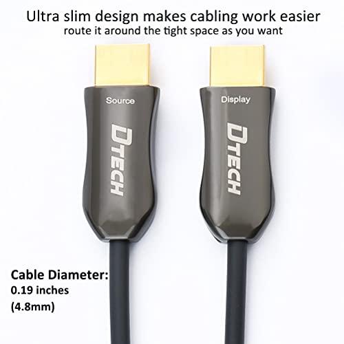 DTech DTech Ultra Slim 150 Feet Fiber Optic HDMI 2.0 Cable 4K 60Hz 18Gbps for in-Wall Installation 150ft Projector Laptop Computer Monitor TV Camera (46 Meters)