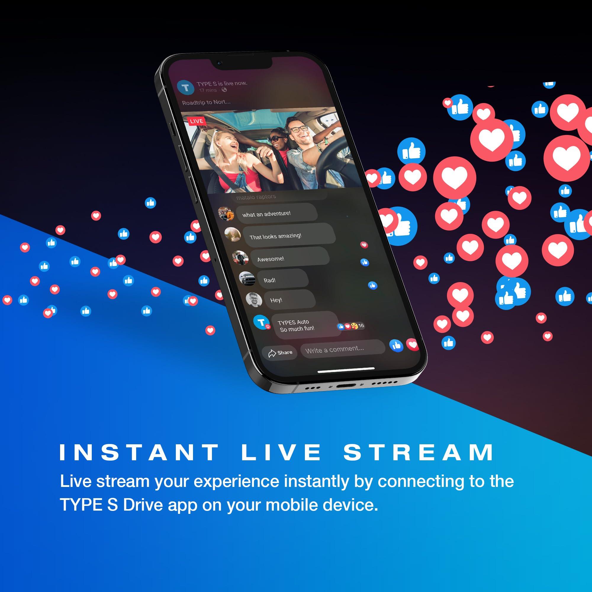 TYPE S TOURING ITEMS Type S P200 PRO Smart 360 Dash cam, 2K 1440p Surveillance with Smart G-Sensor Incident Detection, VR Video Mode, GPS map Integration, Wireless Video Access via App, 32GB SD Card Included