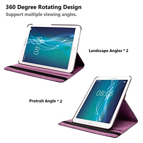 R.SHENGTE Case for Samsung Galaxy Tab S2 9.7 inch (SM-T810 T813 T815 T817 T818 T819), 360 Degree Rotating Stand Case Smart Protective Cover, Bonus Stylus Pen,Screen Film (Purple)