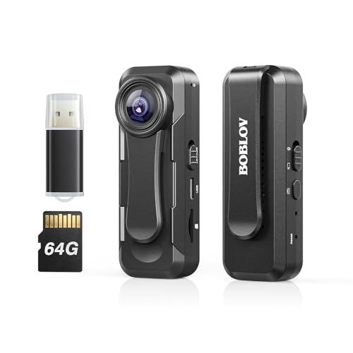 BOBLOV BOBLOV W1 64GB HD 1080P Body Worn Camera, Wearable Body Camera with 2 Clips, Loop Recording Body Camera Support Time Stamp, Back Clip for Traveling, Driver, Delivery Man, Lecture Recording