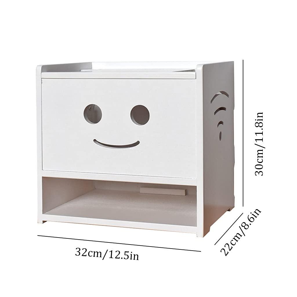 Floating Shelves Wall Hanging Shelf Cable Management Box Wall Mount WiFi Router Stand for TV Accessories WiFi Router TV Box (Color : White, Size : 32x22x30cm)