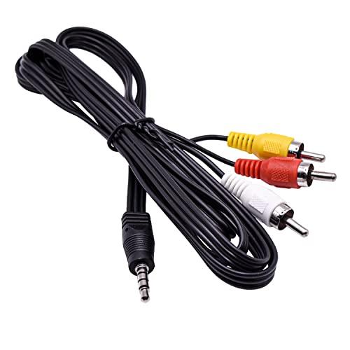 HQRP HQRP AV Audio Video Cable/Cord 3.5mm to 3 RCA Compatible with Canon JVC Panasonic PV-DV51 PV-DV52 PV-DV52D PV-DV52DS PV-DV52S PV-DV600 PV-DV100 PV-DV101 PV-DV102 PV-DV103 Camcorder, 56-inch