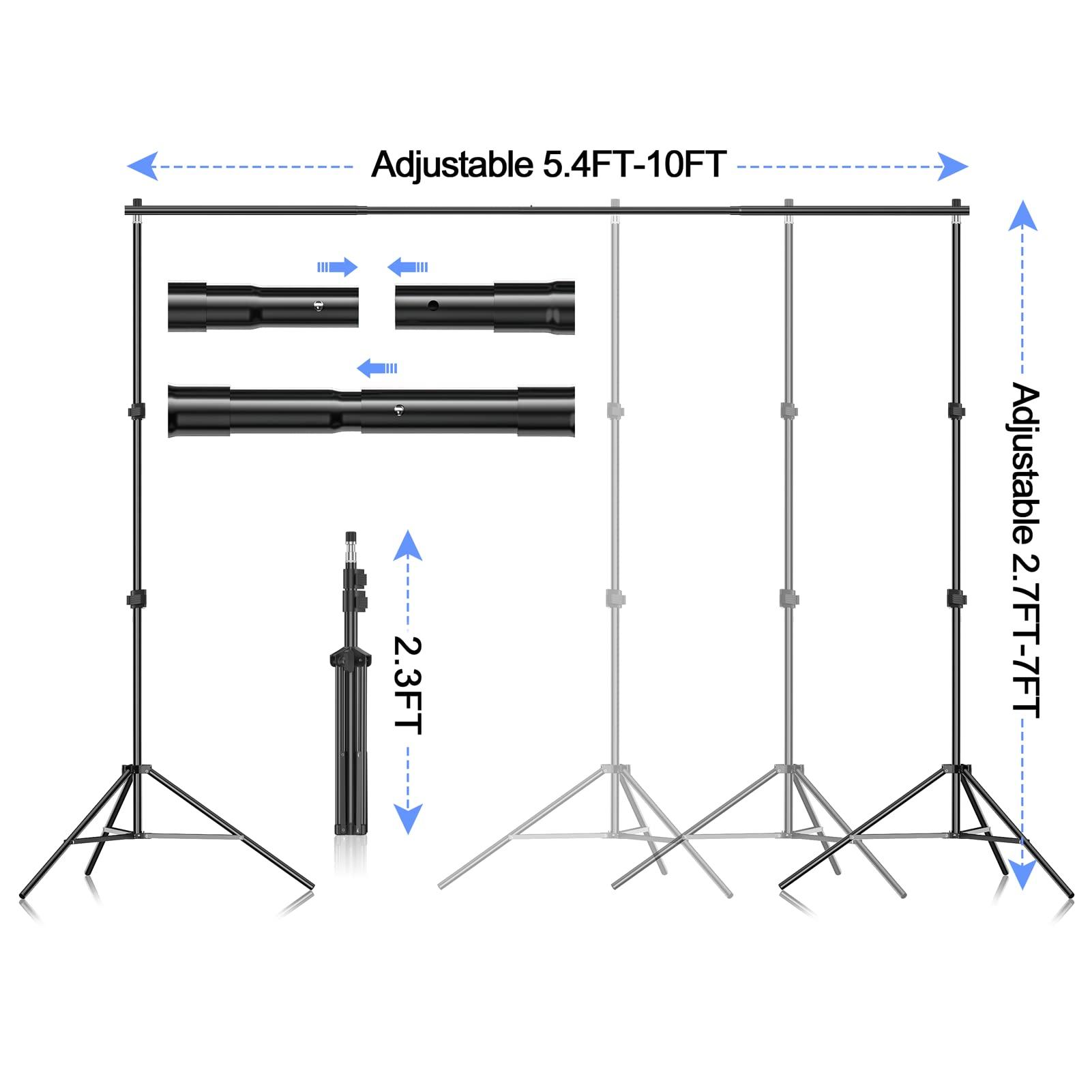 EMART EMART Photo Video Studio Backdrop Stand Kit, 710ft Adjustable Photography Support System with Polyester Background(Black/White/Green Screen), Spring Clamps and Carry Bag for Photoshoot