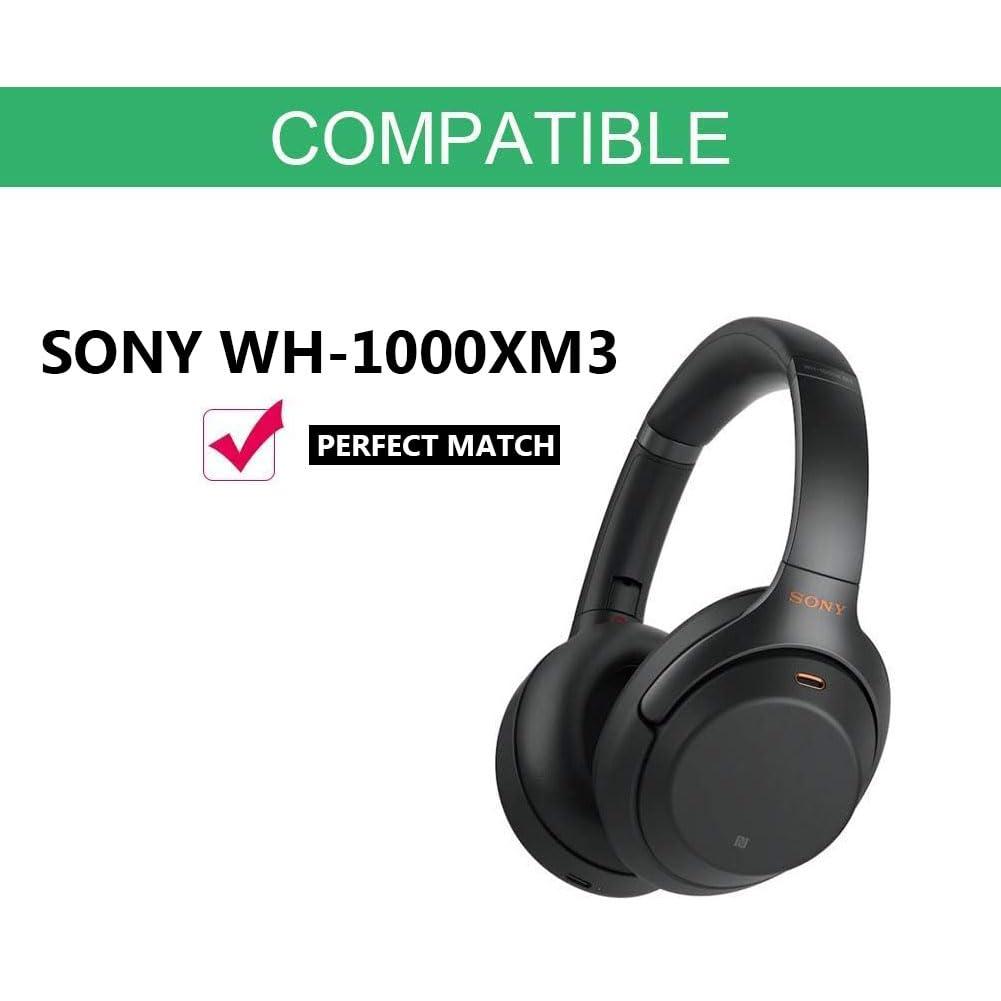 DACUNDENG Replacement Ear Pads for Sony WH1000Xm3 Noise Reduction Earphones Earmuffs Sponge Earcap Fiber Mesh Earpads (Black)