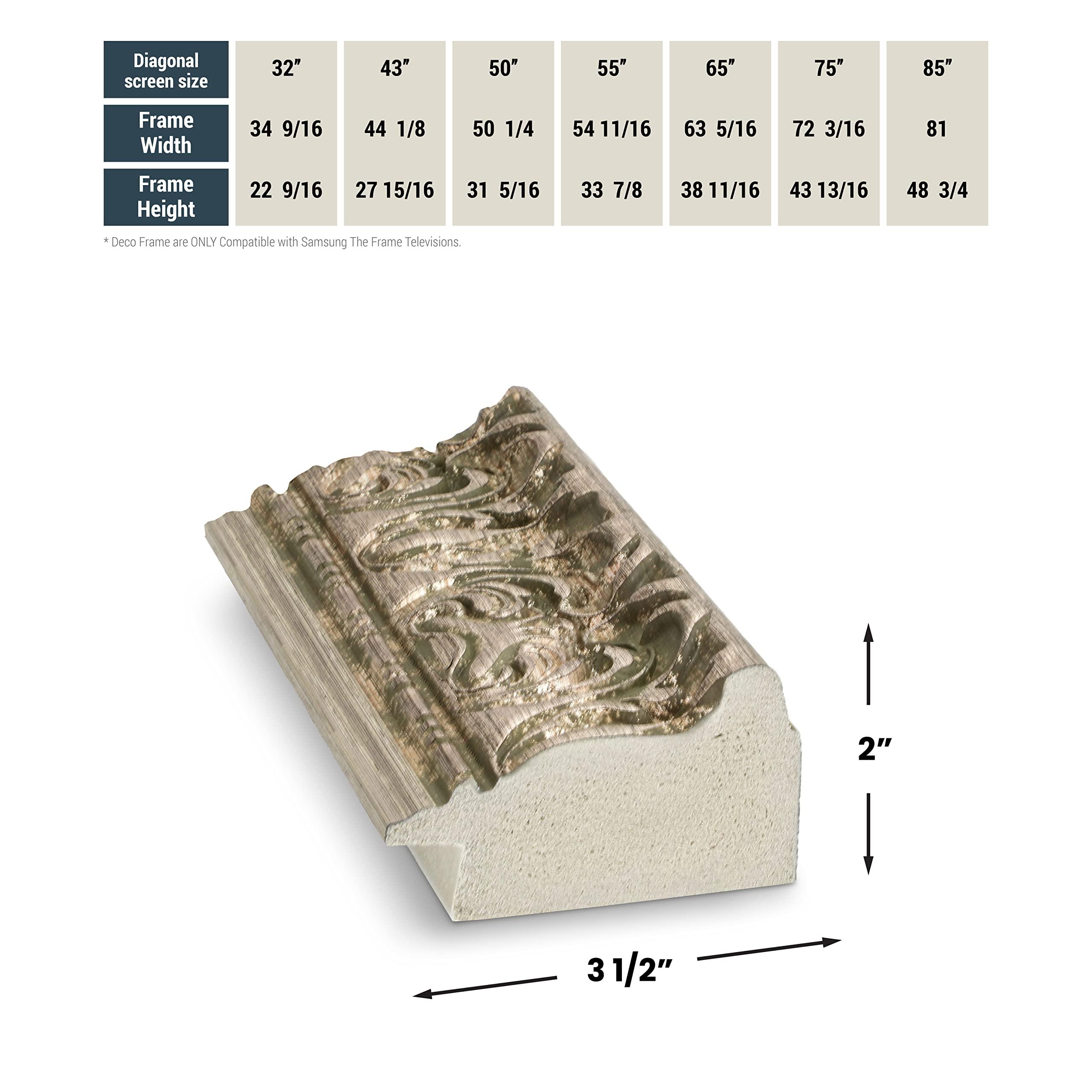 Frame My TV Frame My TV Deco TV Frames - Tuscan Silver Smart Frame Compatible ONLY with Samsung The Frame TV (43\", Fits 2021-2024 Frame TV)
