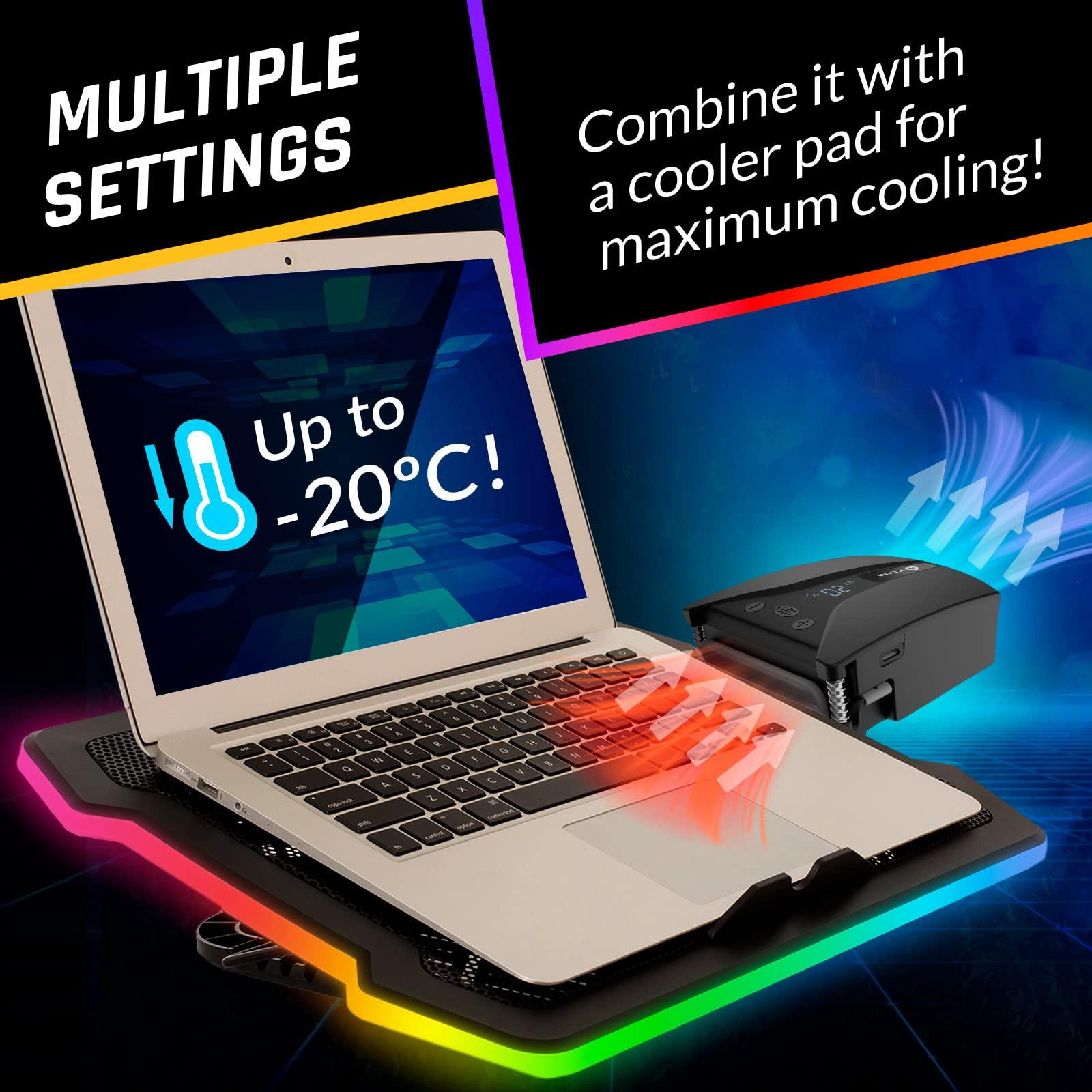 KLIM KLIM Tempest Laptop Cooler with Vacuum Fan - New 2024 - Gaming Laptop Fan with Display - Temperature Detection + Automatic/Manual Mode - 4000 RPM - Portable - Compatible with Laptop Cooling Pads