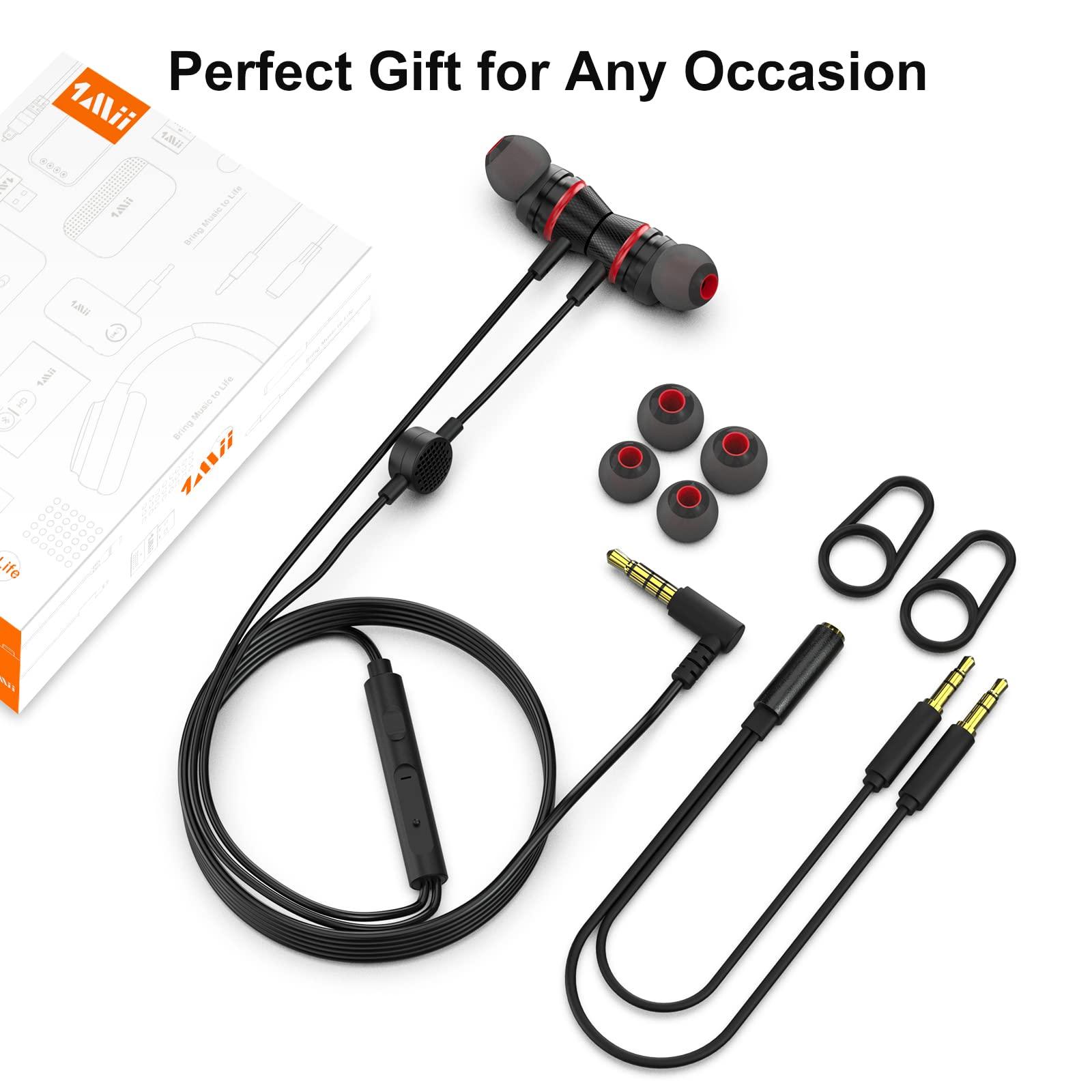 1Mii 1Mii Wired Earbuds with Microphone & Volume Control, in-Ear Headphones Magnetic with Deep Bass, Noise Isolating, High Sound Quality Earphones with 3.5mm Jack for Phone, Android, PC, iPad, MP3(Black)