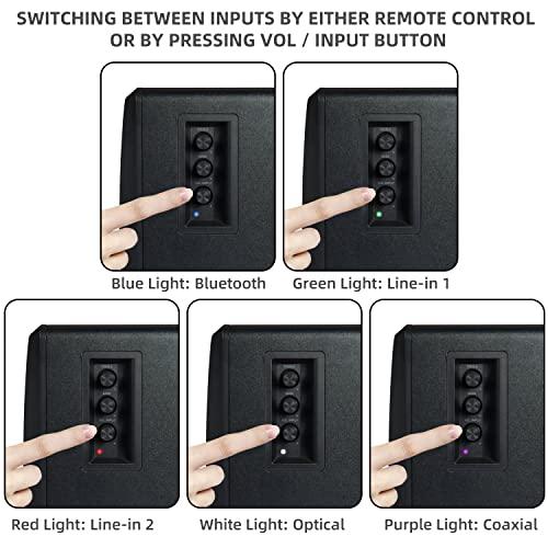 P Prosonic Prosonic BT30(2023 Version) Active Powered Bluetooth Bookshelf Speakers, Studio Monitor, Home Theater, Turntable with Optical Input, Coaxial Input, 2X RCA Aux Line Input, 80 Watts, (Black)