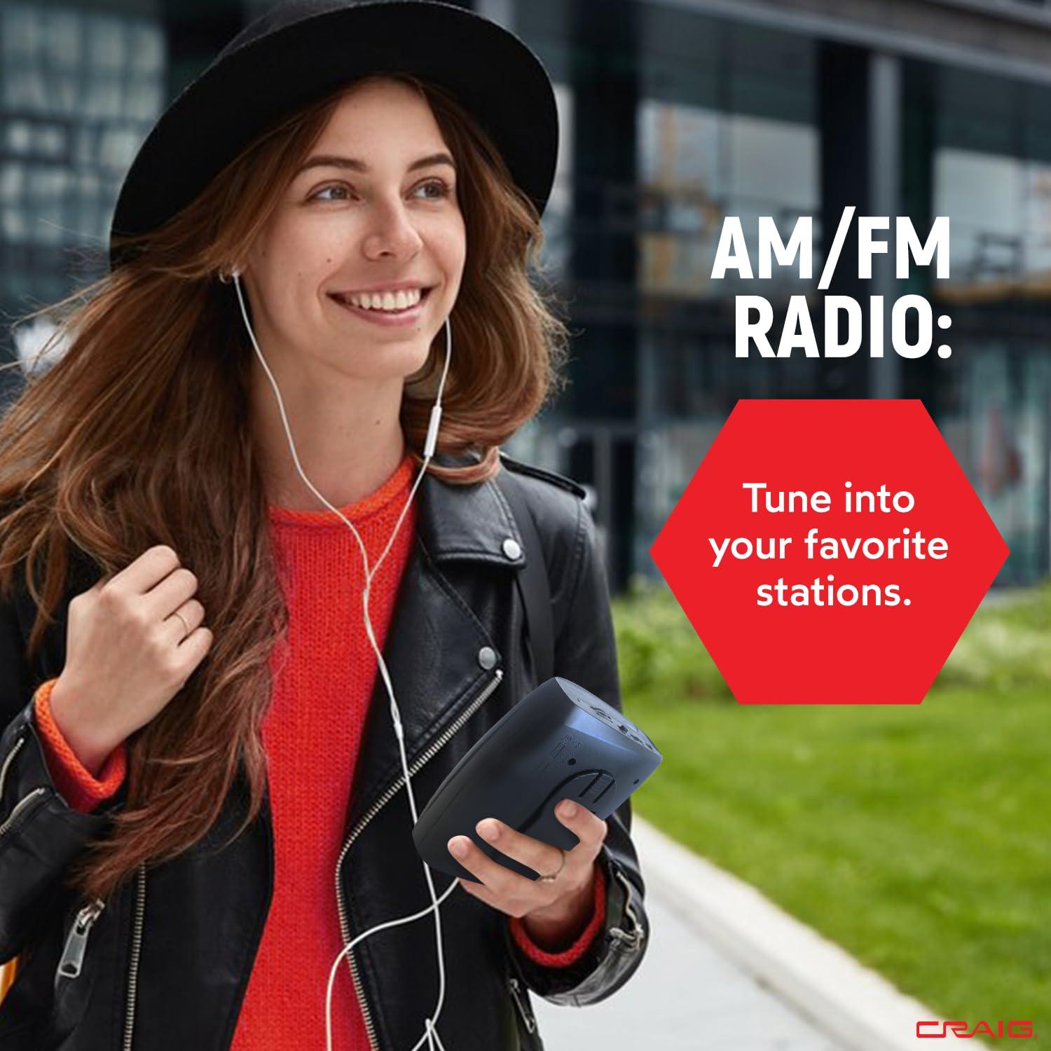 Craig Craig Stereo Cassette Player/Recorder with Earphones: Portable AM/FM Radio & One-Touch Recording System