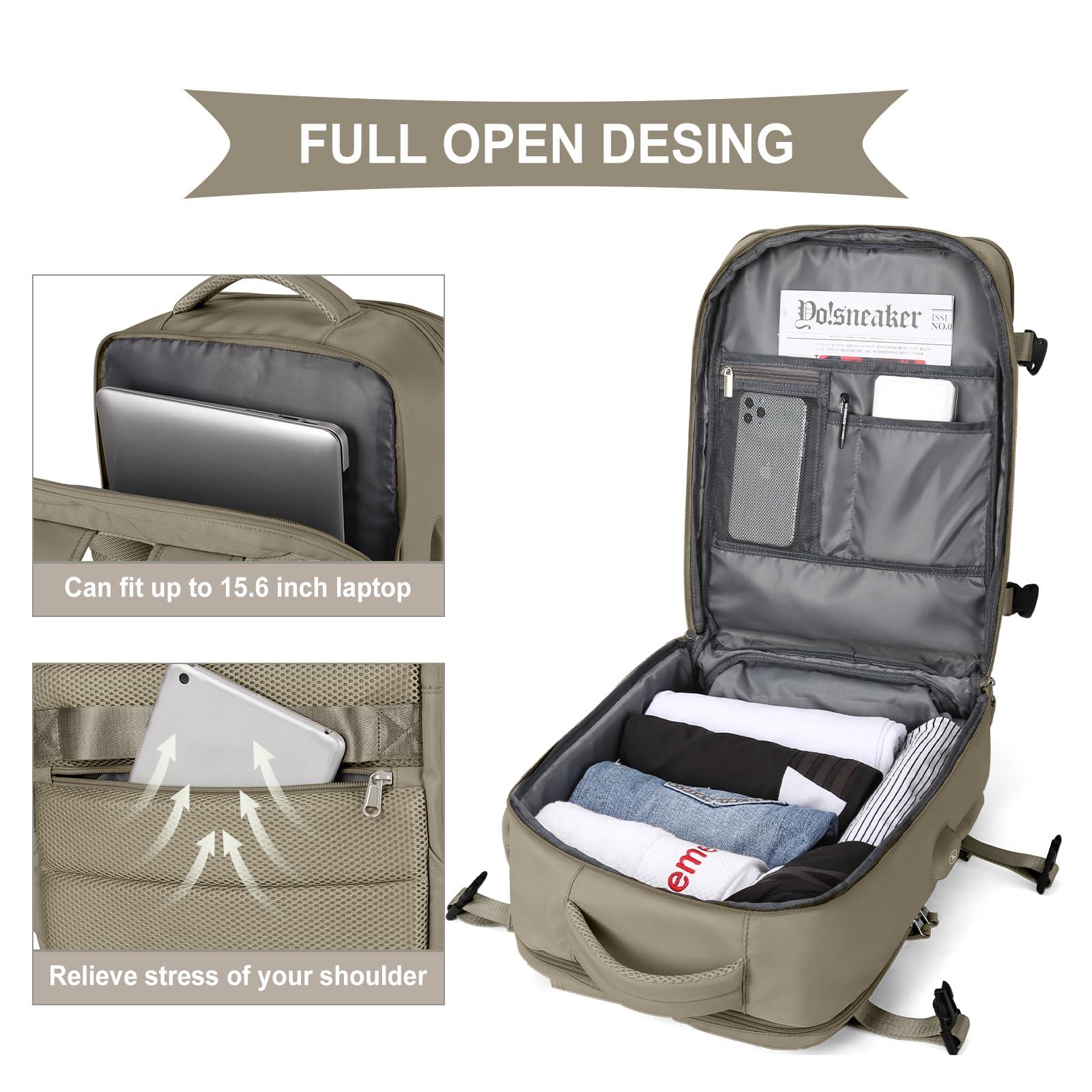 coowoz coowoz Travel Backpack For Women Men Airline Approved,Carry On Backpack,Large Hiking Backpacks Waterproof Outdoor Sports Rucksack Casual Daypack Fit 15.6 Inch Laptop College Backpacks(Coffee)