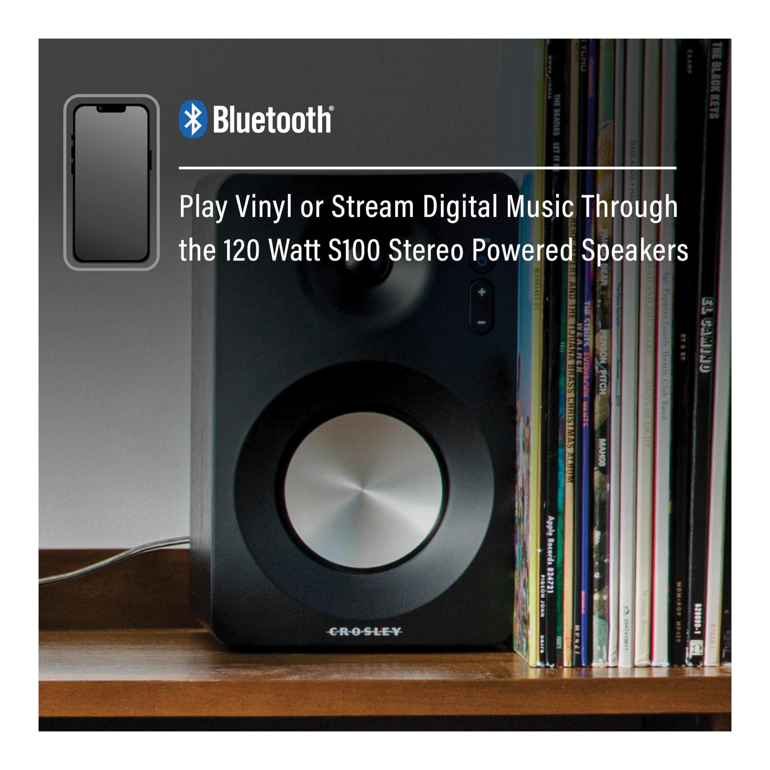 Crosley Crosley T400D-WH Fully Automatic Bluetooth 2-Speed Turntable Record Player with S100A Stereo Speakers, White