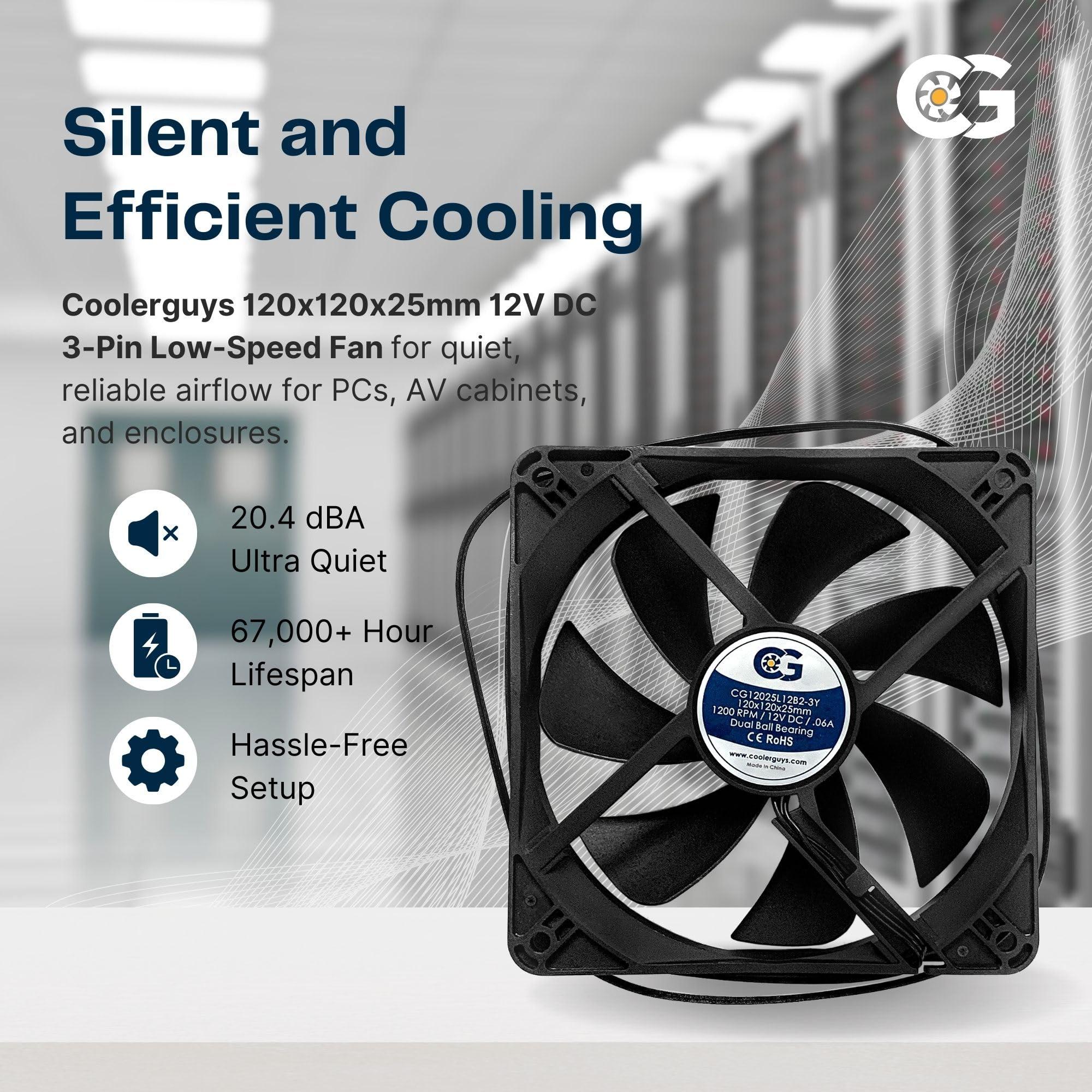 coolerguys Coolerguys Dual Ball Bearing 12v 3pin Fan (120x25mm, Low Speed)