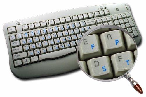 4Keyboard COLEMAK Keyboard Labels Layout ON Transparent Background with Blue OR Yellow Lettering (Blue)